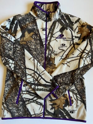 MOSSY OAK - Jaqueta feminina camuflada com zíper acabamento roxo - Tamanho pequeno (4-6) - Imagem 1 de 4