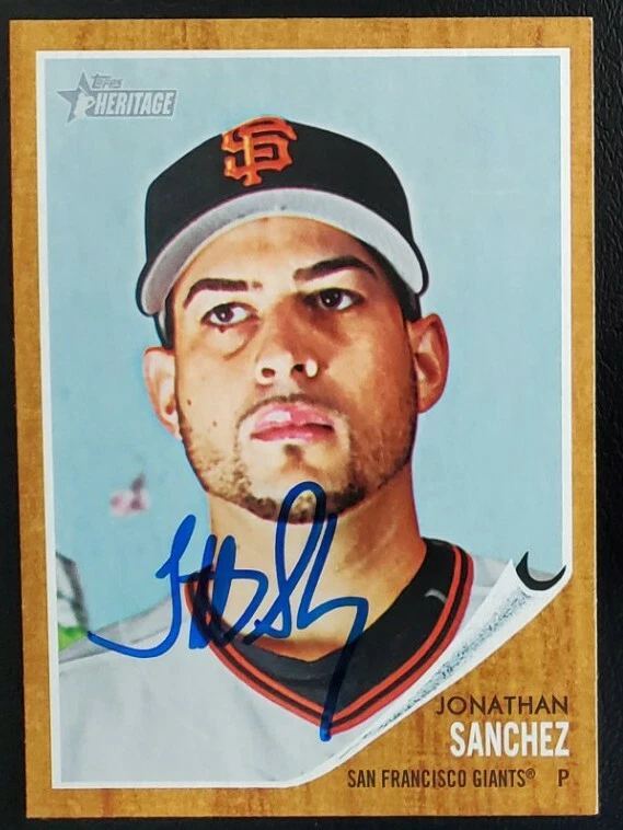 JONATHAN SANCHEZ 2011 Topps HERITAGE Signed Card Authentic AUTO Giants - Image 1 of 1
