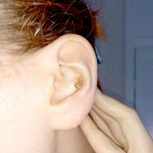 1mm Thin Snake Cartilage Helix Labret Tragus Stud Ear Stud Steel Gold Rose Gold