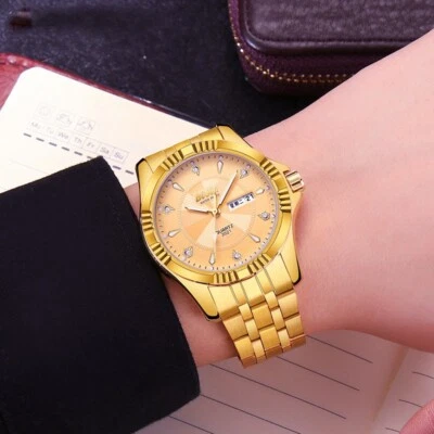 Reloj Hombre Cuarzo Negocios Acero Inoxidable Analógico con Calendario y Estrás  Foto 1 de 2