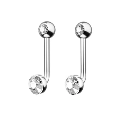 Piercing Genital Christina Capucha VCH Barra Banana Curvada Titanio Doble Gema 1.6mm Foto 1 de 4