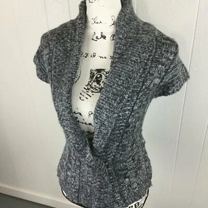 MAURICES Shawl V-Neck Short Sleeve Gray Pullover Sweater Women's Size Small - Picture 1 of 10