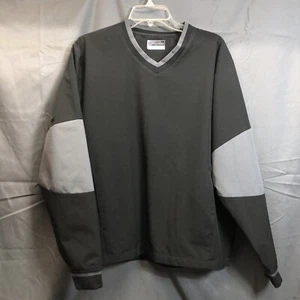 PGA Tour Golf Windbreaker Jacket Mens S Black Gray V Neck Pullover Long Sleeve - Picture 1 of 12