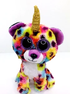 TY TySilk Beanie Boos Rainbow  Leopard Giselle Unicorn 6" Plush 2021 - Picture 1 of 7