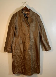 Vintage Boston Proper Brown Pearlized Leather Trench coat - Picture 1 of 16