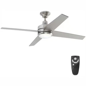Mercer 52 In. LED Indoor Brushed Nickel Ceiling Fan with Light Kit and Remote Co - Picture 1 of 11