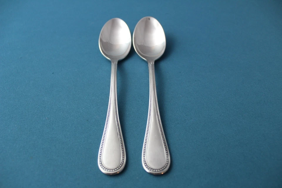 2 cucharaditas toalla CUENTAS ANTIGUAS satinado 18/8 acero inoxidable Alemania 6 1/4" Foto 1 de 4