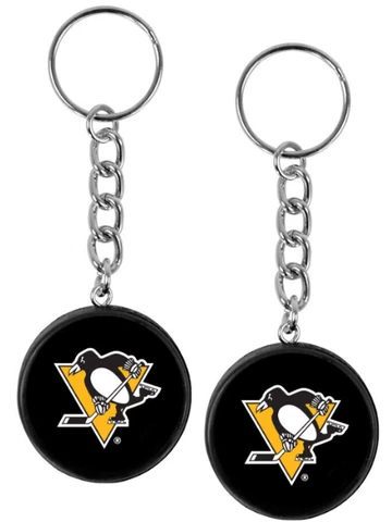 Pittsburgh Penguins Mini Hockey Puck Team Logo Keychain Set (2-Pack) Cover
