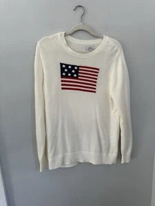 Pullover mit amerikanischer Flagge cremefarbener Strickpullover Large - Bild 1 von 5
