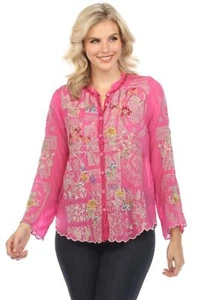 Johnny Was Allbee Embroidered Long Sleeve Blouse Boho Chic C10322 - Picture 1 of 22