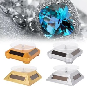 Rotating Display Stand 3.5" Solar Powered Jewelry UV Light Curing Turntable - Picture 1 of 12