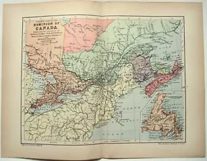 Dominion of Canada - Original 1895 Map by W & A.K Johnston. Antique - Picture 1 of 3