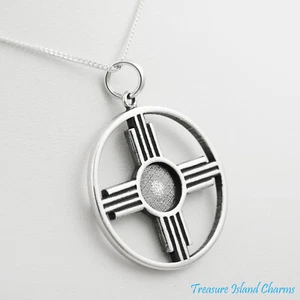 Collar Colgante Grande Zia Nuevo México Sol Plata de Ley 925 Dije 16" o 18" - Imagen 1 de 5
