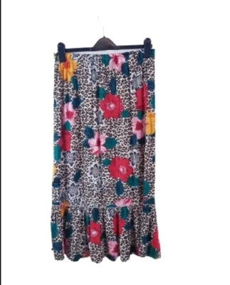 Womens Vintage Maxi Skirt 10 Multi Pleated All Over Floral 80s 90s Pull On - Image 1 of 4