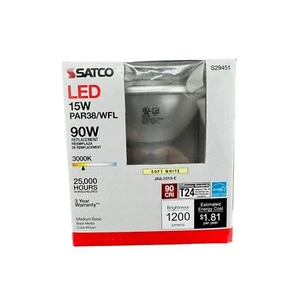 Satco LED 15W PAR38/WFL 90W Replacement Soft White 25K Hours NIB - Picture 1 of 2