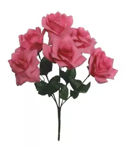 Rosa Mikrofaser groß 6-4" Rose 14" Busch Seide Blume Haus In/Outdoor Dekor Handwerk - Bild 1 von 1