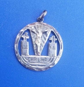 Vintage Silver 1944-M Mexico 50 Centavos Devotional Coin Pendant   - Picture 1 of 4