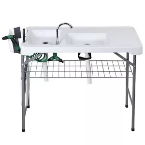 Folding Fish Cleaning Cutting Table with Measure Mark|Outdoor With Grid Rack - Picture 1 of 24