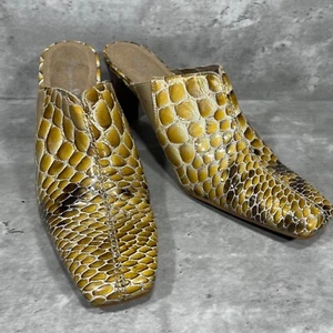 Diego di Lucca Damen-Slipper aus Leder mit Absatz eckige Zehenpartie Schlangenmuster Größe 10 - Bild 1 von 15