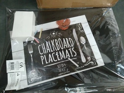  Reversible Chalkboard Placemat 12"X17"  Black - Draw/Write 4 per pack w chalk - Image 1 of 3