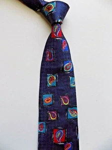 LOUIS FERAUD Silk Tie Necktie Navy Blue Color Paisleys NEW italian Silk - Picture 1 of 5