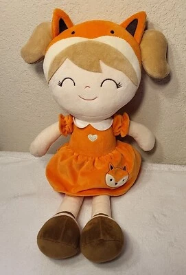 Gloveleya Fox Baby Doll Girl Orange Dress with Fox Plush Stuffed 14" Doll - Image 1 of 4