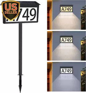 Solar Address Sign, House Numbers for outside Light Up, 3 Colors Waterproof L... - Picture 1 of 1