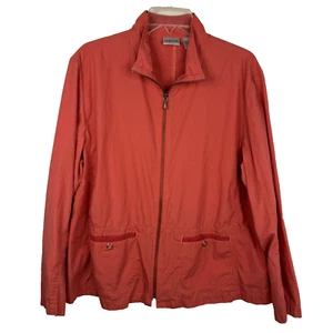 Chico's lachsfarbener Windbreaker mit durchgehendem Reißverschluss und Taschen Chico's Größe 2 (US Lg/12) gebraucht, in einwandfreiem Zustand - Bild 1 von 7