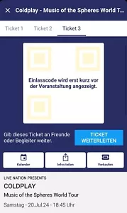 1x Coldplay Ticket | 20.07. Düsseldorf | TOP SITZPLATZ - Bild 1 von 2