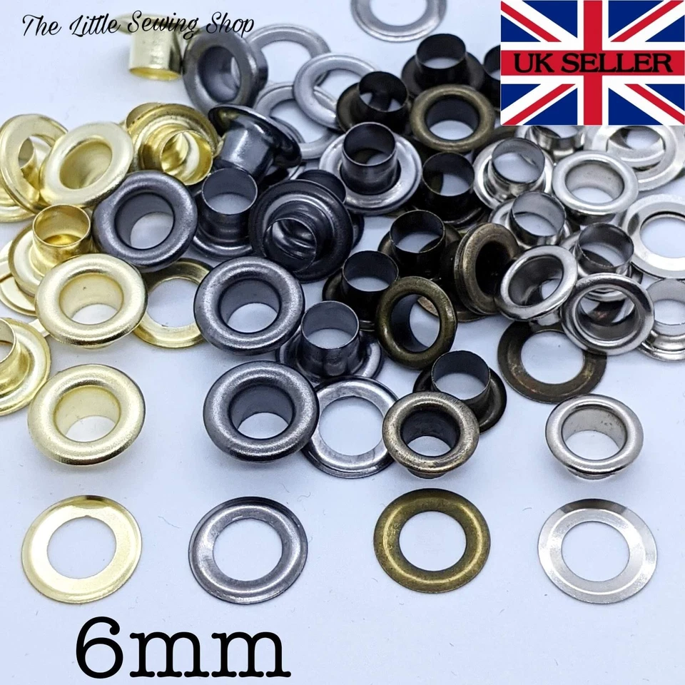 6mm Eyelets with Washers Grommets DIY Leather Craft Bags Pack of 10 - image 1 of 1