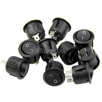 5Pcs Mini 3 Pin Round Black SPDT ON-OFF Rocker Switch Snap-in