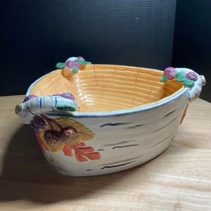 Department 56 Woodland Birch Bark Serving Bowl 3D Hand Painted Super Rare - Picture 1 of 10