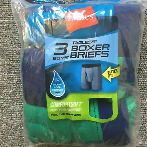 Hanes Boxershorts Jungen ohne Etikett blau grün 3 Paar Pack Large (14-16) NEU - Bild 1 von 8