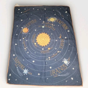 Cotton Solar System Quilt Land Of Nod Blue Twin READ - Picture 1 of 15