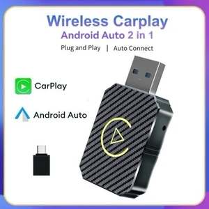 Wireless Carplay Android Auto Adapter Plug&Play USB Car Dongle 2 in 1 Mini Box - Foto 1 di 1