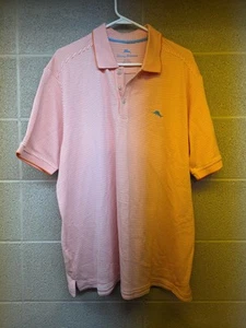 Tommy Bahama Orange White Striped Polo Shirt Size XL - Picture 1 of 12