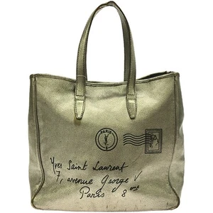Yves Saint Laurent Rive Gauche Y-Mail Leather Tote Bag 216076 Silver - Picture 1 of 10