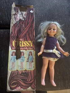 Vintage Ideal SAMTPUPPE wachsende Haare 1970 mit original lila Kleid - Bild 1 von 15