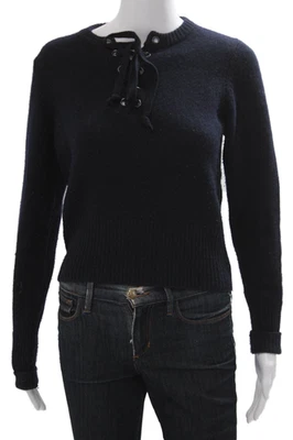 Pullover Otoño Cachemira Mujer Azul Oscuro Cuello Redondo Mezcla Cachemira Talla S Foto 1 de 4