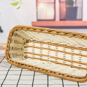 1pc Rectangular Imitation Rattan Basket Woven Plate Basket Plastic Basket for - Picture 1 of 11