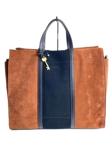 FOSSIL CARMEN TOTE Tote Bag Suede BRW Plain ZB7891199 - Picture 1 of 6