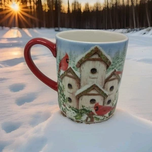 Lang Cardinal Birdhouse 14 oz. Ceramic Coffee Mug Cup Christmas Holiday - Picture 1 of 6