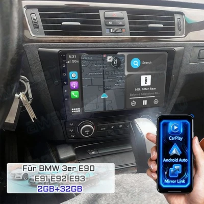 9" Android 15 Carplay Für BMW 3ER E90 E91 E92 E93 Autoradio GPS NAVI WiFi RDS BT - Bild 1 von 4