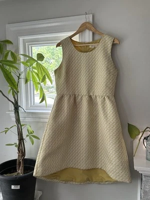 LILY ROSE Dress Womens 12 Yellow Fit And Flare Lined Knee Length Retro Classic — 第 1/4 张图片