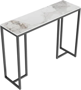 Marble Console Table Narrow Hallway Desk 100x30cm Modern Entryway Sofa - Picture 1 of 12