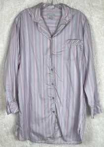 Sonoma Nachthemd groß Langarm gestreift Button Down pastell lila blau weiß - Bild 1 von 6