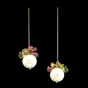 925 Sterling Silver Earrings Citrine Pearl Peridot Tourmaline Gemstone Jewelry - Picture 1 of 13