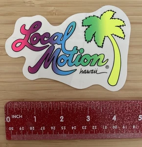 LOCAL MOTION Hawaii Surfboard Clear Neon Multiple C 80's Vintage Surfing STICKER - Picture 1 of 5