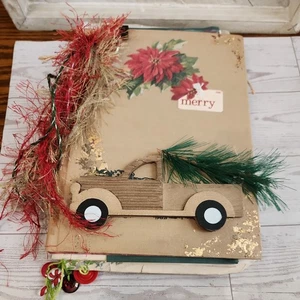Xmas Themed Handmade Junk Journal apprx 47+ pages custom made. Recycle/Upcycle - Picture 1 of 24