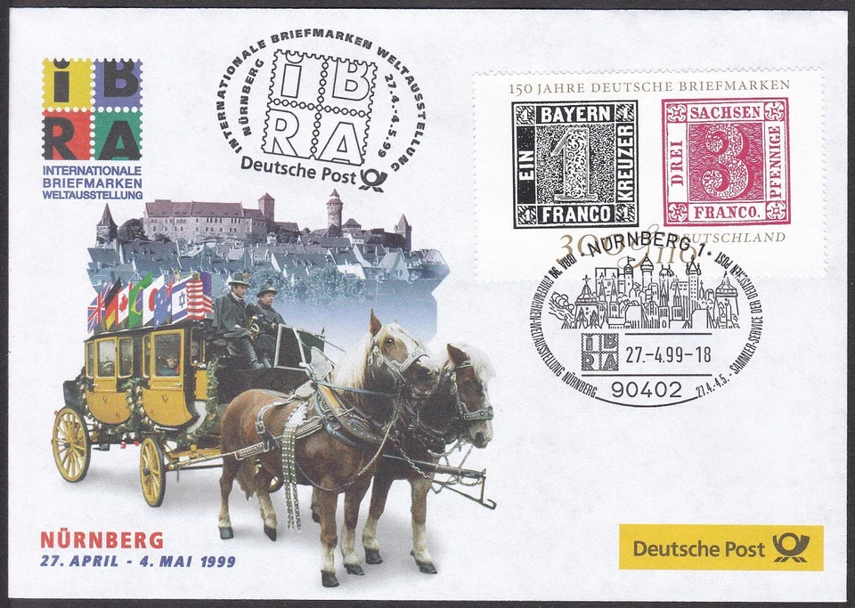 PEX0125 Intl. Stamp Exhibit. Germany Cover, IBRA 1999, Nurnberg, Architecture - Image 1 of 1
